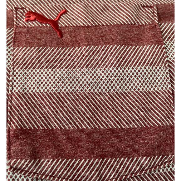 PUMA SHORT SLEEVE GOLF POLO, MENS, XXL, CRANBERRY & WHITE STRIPES, FRONT POCKET - Picture 7 of 12